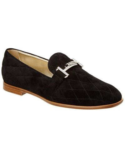 Tod's Double T Matelasse Suede Moccasin - Black