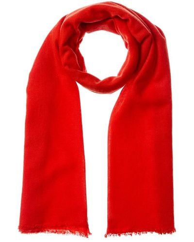 Portolano Eyelash Fringes Cashmere Pashmina Scarf - Red