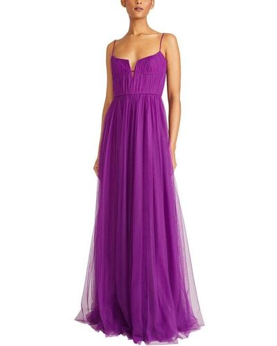 ML Monique Lhuillier Nyla Tulle Maxi Dress - Purple