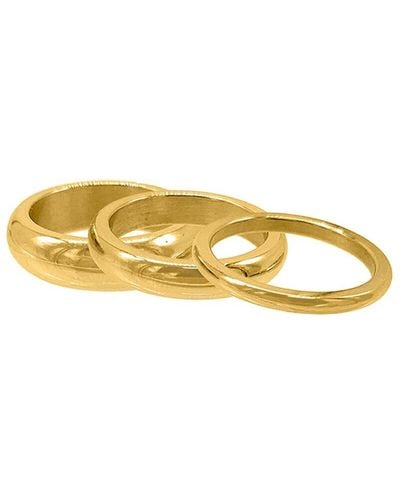 Adornia 14k Plated Matte Stacking Ring Set - Yellow