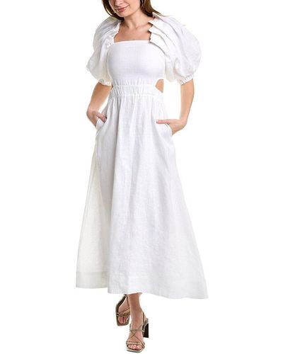 SOVERE Noble Linen Midi Dress - White