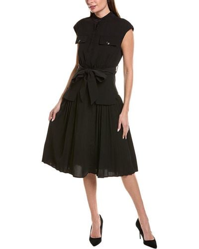 Gracia Pleated A-line Dress - Black