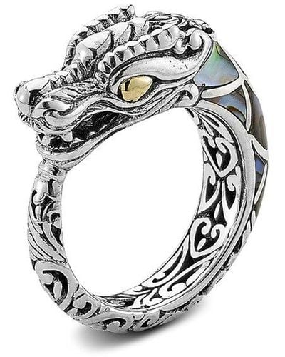 Samuel B. Silver Abalone Dragon Ring - Metallic