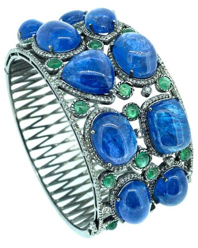 Arthur Marder Fine Jewelry Silver 110.45 Ct. Tw. Diamond & Gemstone Bangle - Blue
