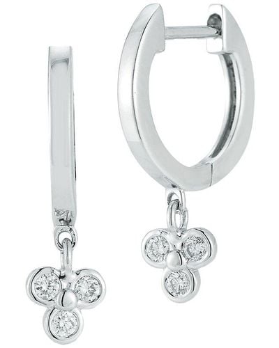 Nephora 14k 0.08 Ct. Tw. Diamond Dangle Huggie Earrings - White