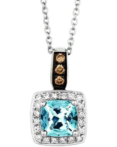 Le Vian Le Vian Grand Sample Sale 14k Vanilla Gold 0.89 Ct. Tw. Diamond & Aquamarine Necklace - Blue