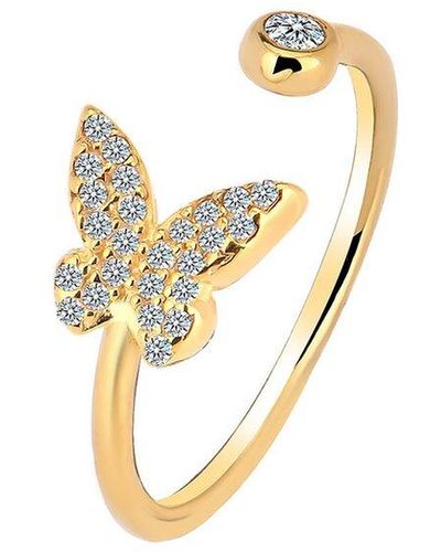 Gabi Rielle 14k Over Silver Cz Adjustable Butterfly Ring - White