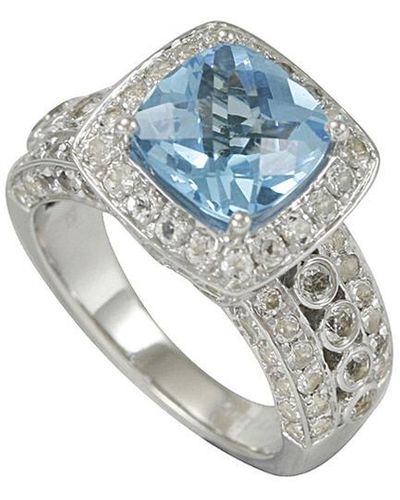 Suzy Levian Silver 5.84 Ct. Tw. Diamond & Topaz Ring - Blue