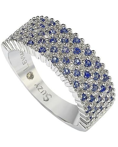 Suzy Levian Silver 1.02 Ct. Tw. Diamond & Sapphire Pave Ring - Metallic