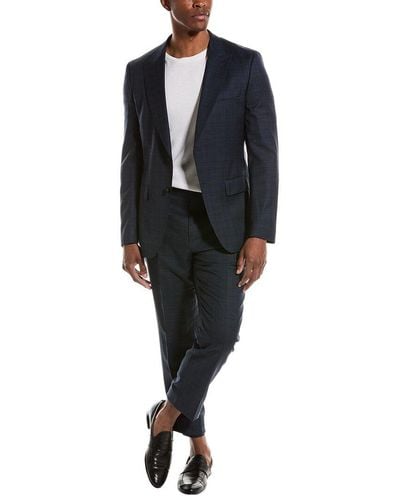 BOSS Wool-blend Suit With Flat Front Pant - Black