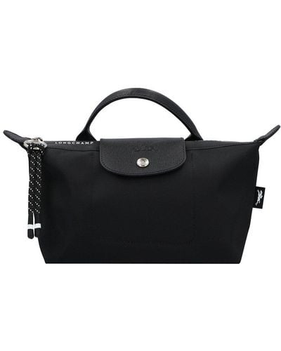 Longchamp Le Pliage Energy Top Handle Canvas & Leather Bag - Black