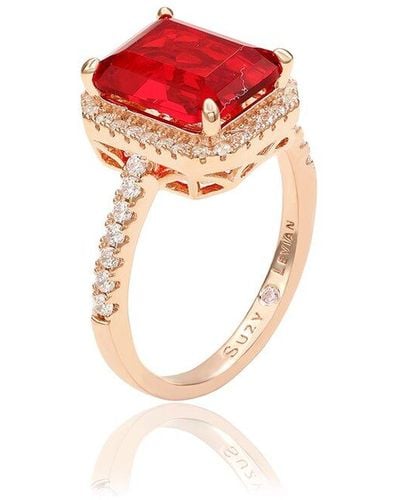 Suzy Levian Silver Cz Ring - Pink
