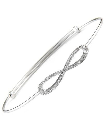 Monary Silver 0.06 Ct. Tw. Diamond Infinity Bangle Bracelet - White