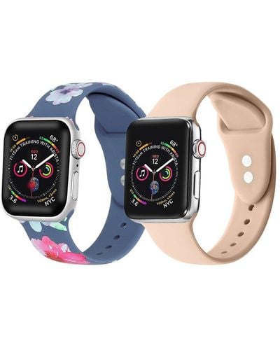 The Posh Tech Light Blue Floral And Light Pink Apple Watch Replacement Band