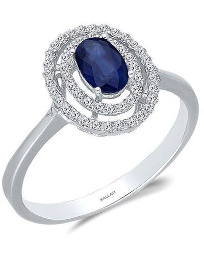Kallati 14k 0.90 Ct. Tw. Diamond & Blue Sapphire Ring