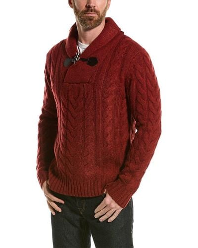 Loft 604 Cable Wool Shawl Collar Jumper - Red