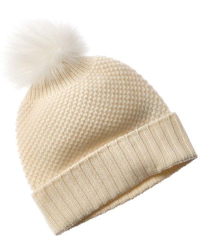 Forte Chunky Pompom Cashmere Hat - Natural