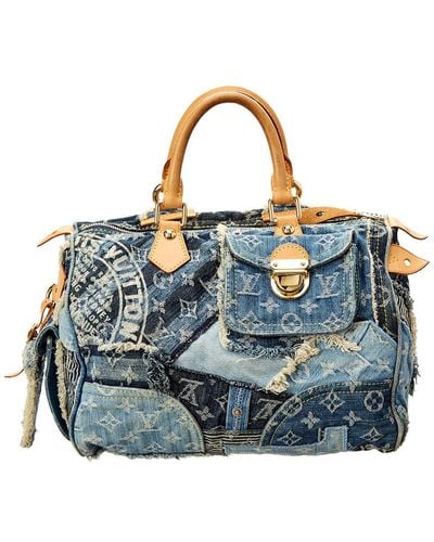 Louis Vuitton Limited Edition Blue Monogram Denim Patchwork Speedy Bag -  Yoogi's Closet