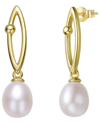 Genevive Jewelry 14k Over Silver 2.75-7.5mm Pearl Dangle Earrings - Metallic