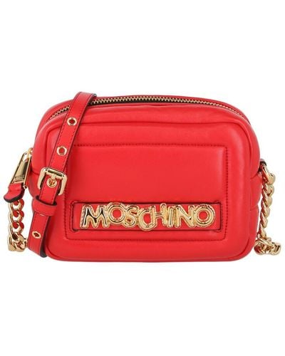 Moschino Balloon Lettering Leather Crossbody - Red