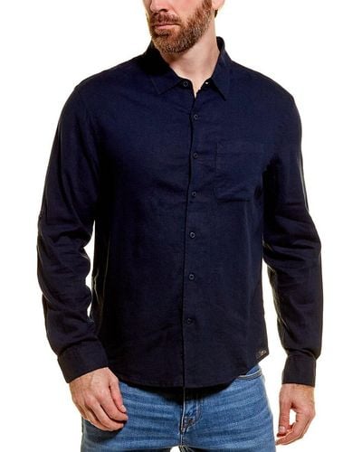 Magaschoni Linen-blend Woven Shirt - Blue