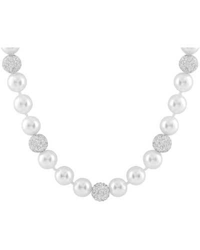 Splendid Silver 10-11mm Shell Pearl Necklace - Metallic