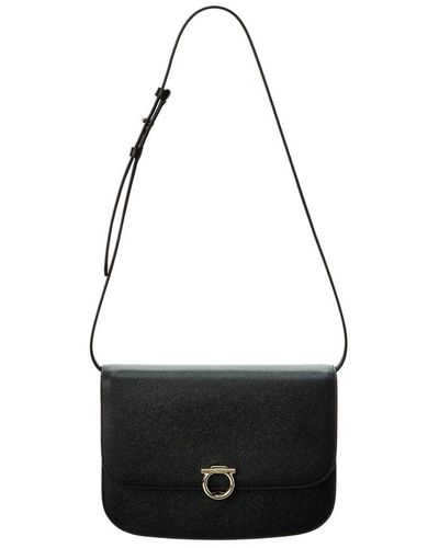 Ferragamo Ferragamo Gancini Leather Shoulder Bag - Black