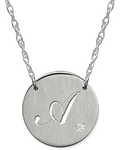 Jane Basch Silver Diamond Initial Necklace (a-z) - Grey