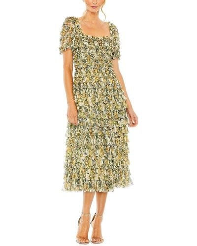 Mac Duggal Micro Ruffle Teal Length Dress - Yellow