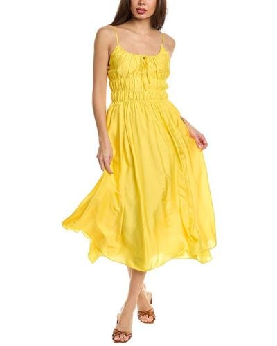 Joie Elena Silk-blend Midi Dress - Yellow