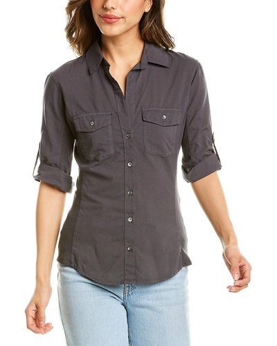James Perse Contrast Panel Blouse - Gray