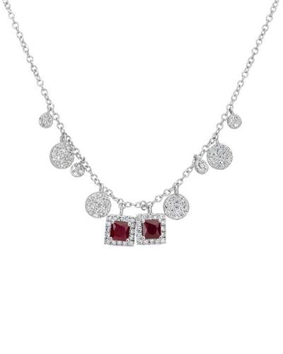 Meira T 14k 0.64 Ct. Tw. Diamond & Ruby Necklace - Metallic