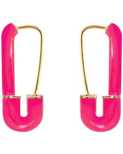 Gabi Rielle 14k Over Silver Enamel Safety Pin Earrings - Pink