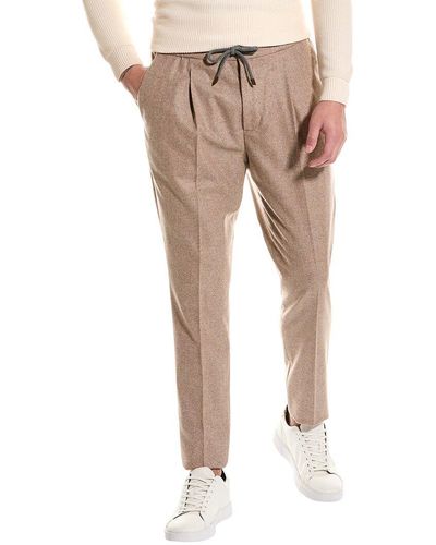 Brunello Cucinelli Leisure Fit Wool Trouser - Natural