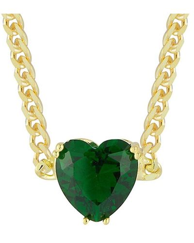 Glaze Jewelry 14k Over Silver Cz Heart Necklace - Green