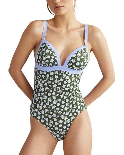 Boden Triangle Paneled Swimsuit - Blue