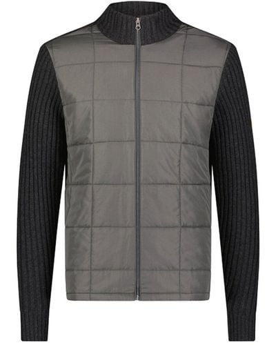 Swims Ramberg Full Zip Quilted Wool-blend Sweater Jacket - Gray