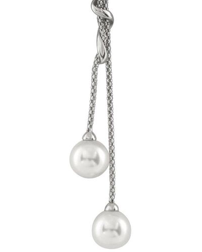 Splendid Silver 10-11mm Pearl Pendant Necklace - White
