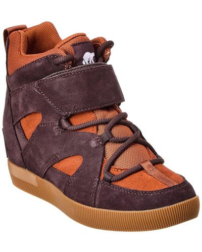 Sorel Out N About Sport Wedge Suede Sneaker - Brown