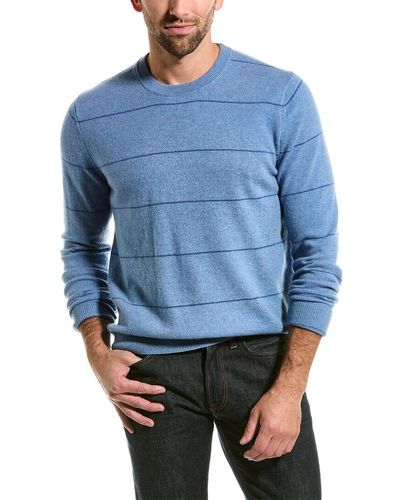 Sofiacashmere Striped Cashmere Crewneck Sweater - Blue
