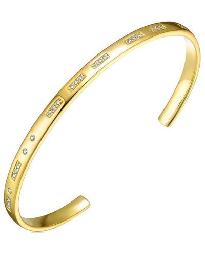 Rachel Glauber 14k Plated Cz Cuff Bracelet - Metallic
