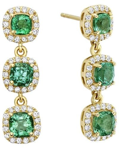 Forever Creations USA Inc. Forever Creations 14k 2.70 Ct. Tw. Diamond & Emerald Bar Drop Earrings - Green