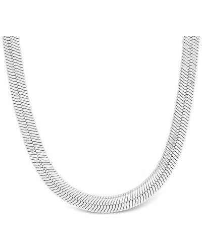 Sterling Forever Rhodium Plated Herringbone Necklace - Metallic