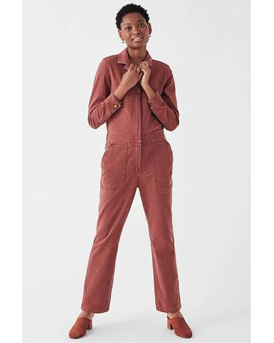 Faherty Overland Twill Jumpsuit - Red