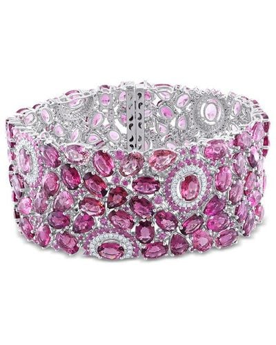 Rina Limor 14k 87.67 Ct. Tw. Diamond & Pink Tourmaline & Pink Sapphire Bracelet - Purple