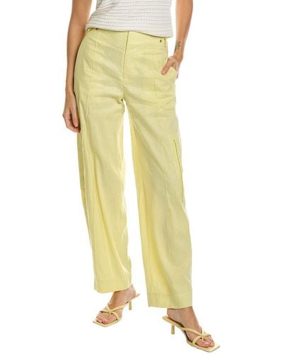 Vince High-waist Linen-blend Utility Trouser - Yellow