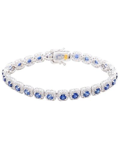 Suzy Levian Silver 0.02 Ct. Tw. Diamond & Gemstone Bracelet - White