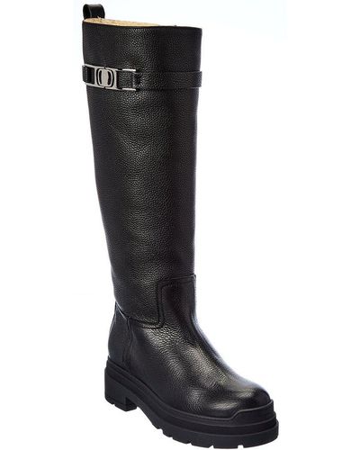 Ferragamo Ferragamo Ryder F Leather Knee-high Boot - Black