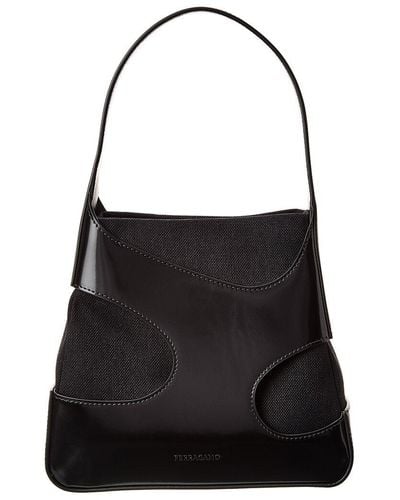 Ferragamo Ferragamo Cut Out Detail Leather Shoulder Bag - Black