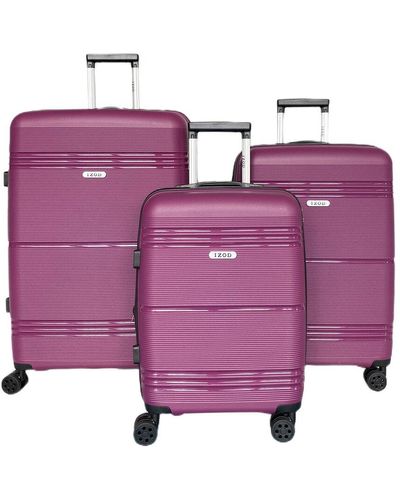 Izod Legna Expandable 3pc Suitcase Set - Purple